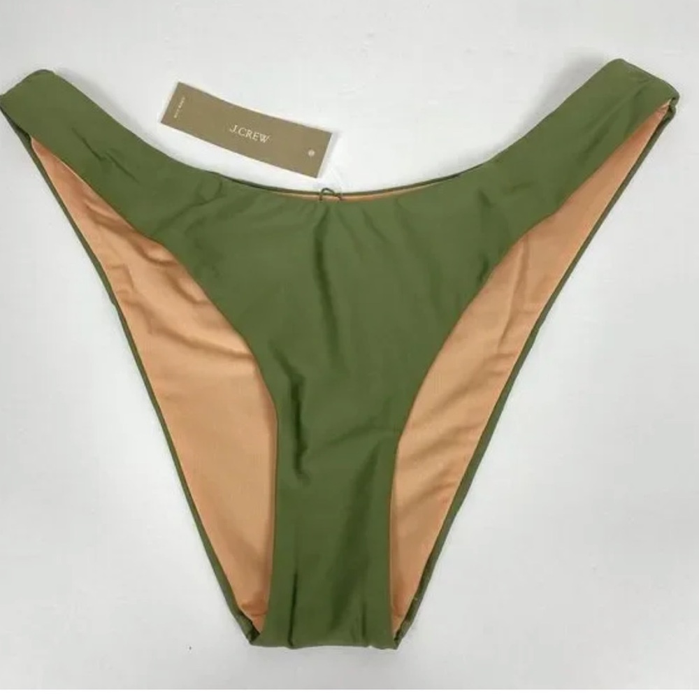 J.Crew curved high waist cheeky military green bikini bottoms size medium - Picture 5 of 5